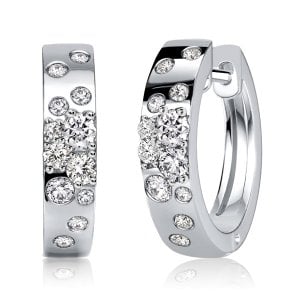Italo Flush Setting Sterling Silver Hoop Earrings For Women Waterfall Earrings