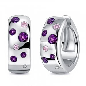 Italo Waterfall Amethyst & Pink Sapphire Hoop Earrings For Women
