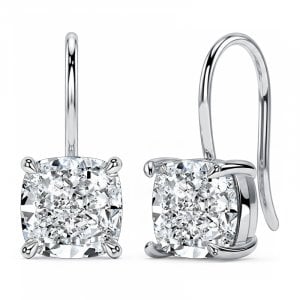 Italo Single Stone Cushion Cut Drop Earrings For Women