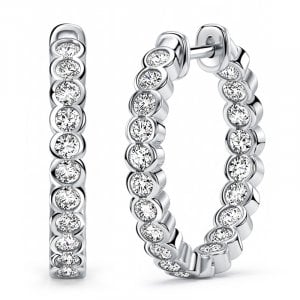 Italo Half-bezel Round Cut Hoop Earrings For Women