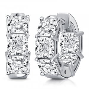Italo Cushion Cut White Sapphire Hoop Earrings For Women