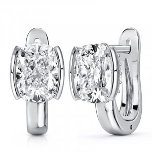 Italo Bezel Setting Enlongated Cushion Cut Hoop Earrings For Women