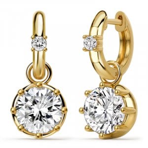 Italo Golden Multi Prong Round Cut Hoop Earrings For Women