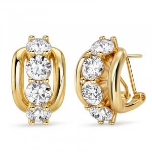 Italo Golden Round Cut Omega Back Hoop Earrings For Women Stuggie Earrings