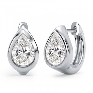 Italo Bezel Setting Solitaire Pear Cut Hoop Earrings For Women Stuggie Earrings