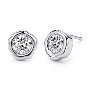 Italo Irregular Shape Bezel Setting Round Cut Stud Earrings For Women