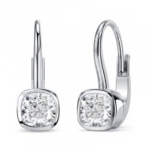 Italo Bezel Setting Solitaire Cushion Cut Drop Earrings For Women