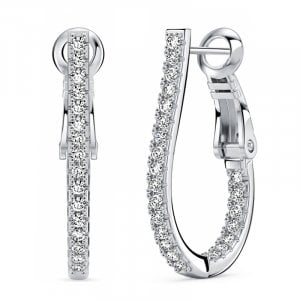 Italo Micro Pave Oval-shaped Elongated Hoop Earrings For Women