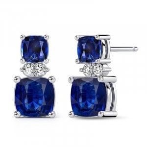 Italo Cushion Cut Blue Sapphire Earrings Cushion Cut Drop Earrings For Women