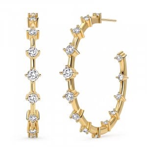 Italo Golden Round Cut Big Hoop Earrings For Women