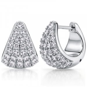 Italo Micro Pave Round Cut Dome Hoop Earrings For Women