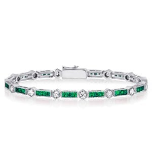 Italo Alternating Triple Emerald Tennis Bracelet For Women