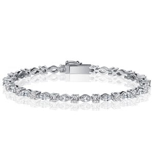 Italo Marquise & Round Cut Tennis Bracelet For Wedding