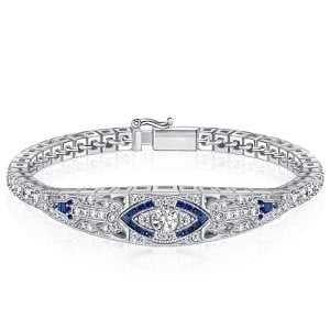 Italo Art Deco Tennis Bracelet In Sterling Silver