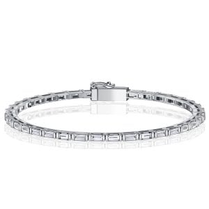 Italo Baguette Tennis Bracelet Womens Dainty Bracelet Silver