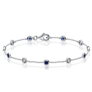 Italo Bezel-set White & Blue Sapphire Bracelet Tennis Bracelets