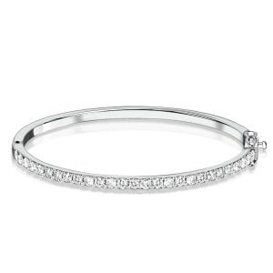 Italo 3 MM Round Cut Bangle Bracelet In Sterling Silver