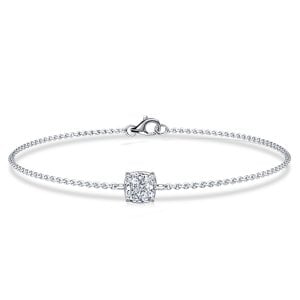 Italo Single Stone Cushion Cut Chain Bracelet For Women