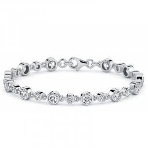 Italo Bezel Setting Round Cut Tennis Bracelet For Women