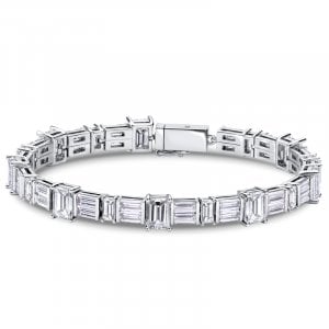 Italo Luxury Emerald Cut Created White Sapphire Tennis Bracelet For Women
