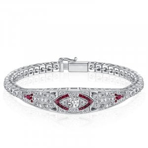 Italo Art Deco Ruby Tennis Bracelet For Women