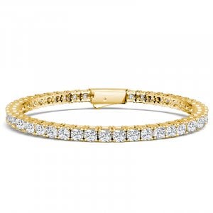 Italo Golden 3 MM Cushion Cut White Sapphire Tennis Bracelet For Women