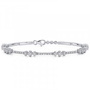 Italo Three Stone 3 MM Round Cut Tennis Bracelet For Women