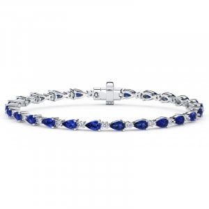 Italo East West Round & Pear Cut Blue Sapphire Tennis Bracelet For Women