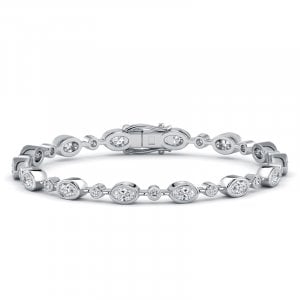 Italo Bezel Setting Oval & Round Cut Tennis Bracelet For Women