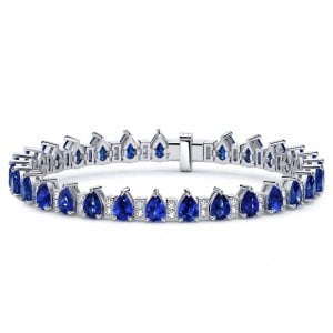 Italo East West Pear Cut Blue Sapphire Tennis Bracelet For Women