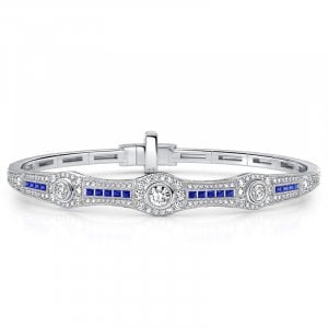 Italo Bezel Setting Halo Round Cut Art Deco Tennis Bracelet For Women