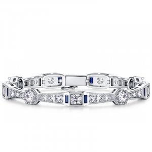 Italo Vintage Inspired Round Cut Art Deco Tennis Bracelet For Women