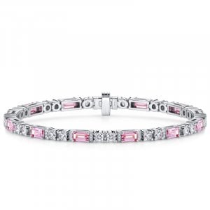 Italo Tension Emerald Cut Pink Sapphire Tennis Bracelet For Women