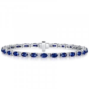 Italo Tension Oval Cut Blue Sapphire Tennis Bracelet For Women