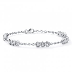 Italo Hexagon Bezel Set Round Cut Tennis Bracelet For Women