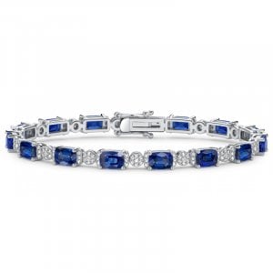 Italo Tension Cushion Cut Blue Sapphire Tennis Bracelet For Women