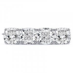 Italo French Setting White Sapphire Cushion Cut Brooch For Women