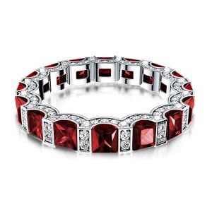 Garnet Princess Cut Eternity Wedding Band
