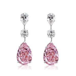 Italo Pink Sapphire Earrings Pear Shaped Drop Earrings For Women