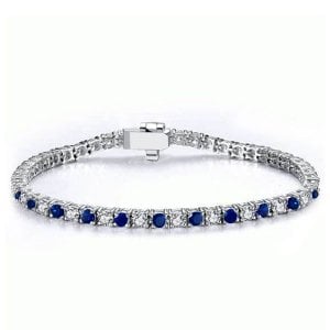 Italo Blue & White Round Cut Classic Tennis Bracelet For Women
