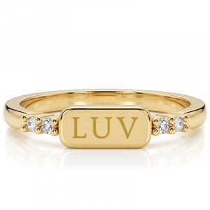 Italo Golden Engraved ID Tag Signet Personalized Signet Ring For Women