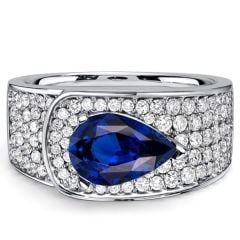Blue Simulated Sapphire Twist Ring - Sterling Silver Micro Pave Band, Sizes 5-10