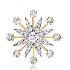 Round Cut Antique Star Brooch Two Tone Brooch Vintage Brooch