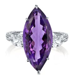 Amethyst Marquise Gemstone Sterling Silver Ring - Adjustable Handmade 925 Silver Ring, Size 5-13 - View #13