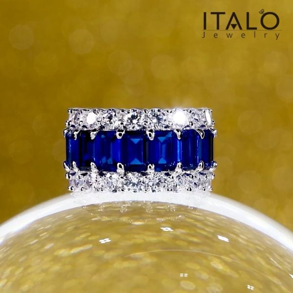 Triple Row Wedding Band,Italo Triple Row Created Sapphire Wedding Band