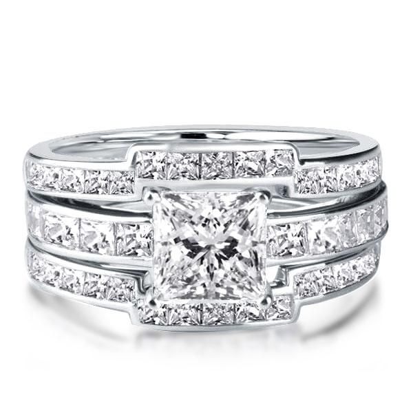 Italo Classic Created White Sapphire 3PC Wedding Set