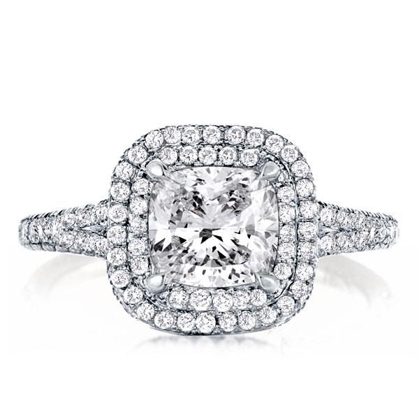 Halo cushion cut engagement rings