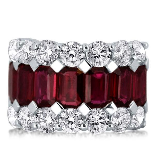 Fashion Emerald & Round Cut Garnet Wedding Band | Italo Jewelry