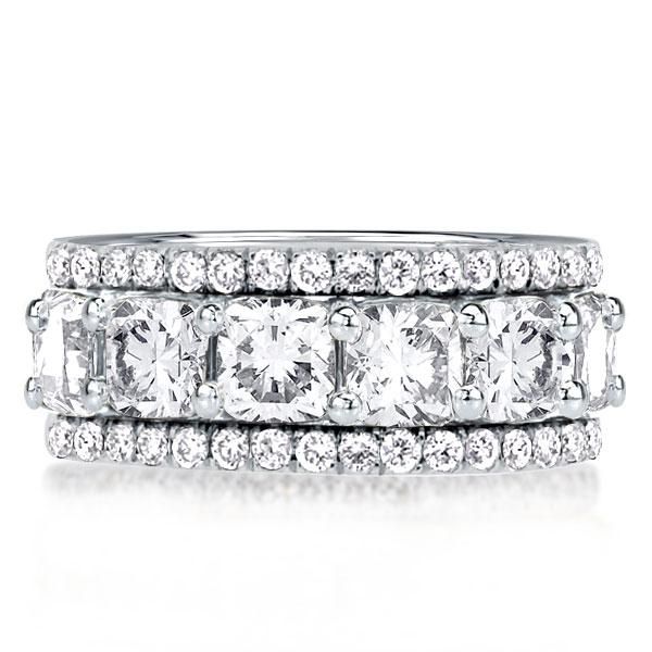 Triple Row Cushion Cut Wedding Band