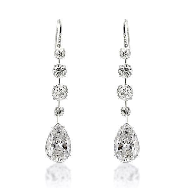 Classic Round & Pear Cut Long Drop Earrings